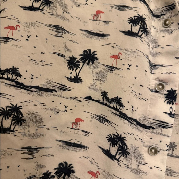 Age Of Wisdom Men's Shirt Size M Flamingo Tropical Outdoors Modal Navy - Picture 3 of 6